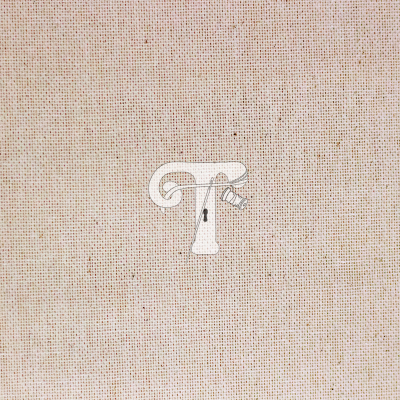 tecido de linho bege claro com desenho branco em relevo