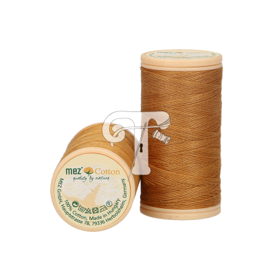 Dois carretéis de linha de algodão de cores bege e castanho