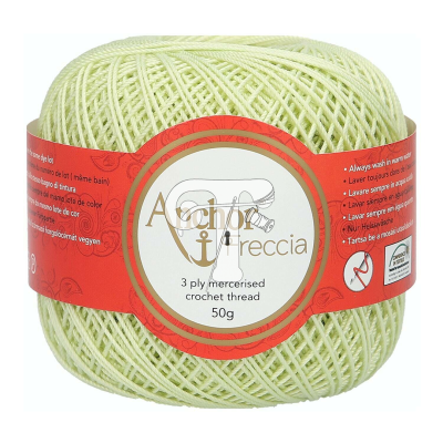 Rolo de linha de crochet creme claro com rótulo vermelho Anchor Freccia