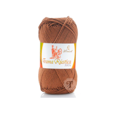 Novelo de lã castanha com rótulo Grama Rústica 500g