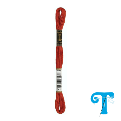 Skeins de linha para bordar vermelha escura com etiqueta Anchor e código 341