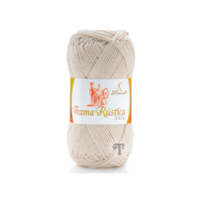 Novelo de lã creme com rótulo Trama Rústica