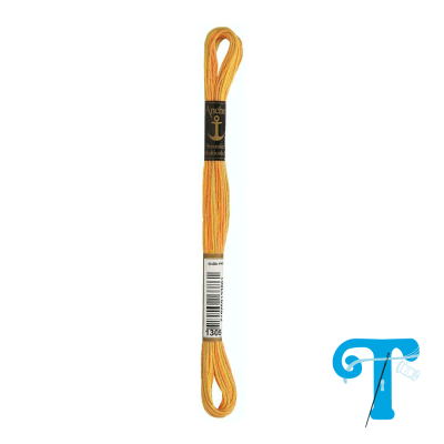 Kit linha de bordado em tons amarelo e laranja com etiqueta preta e branca