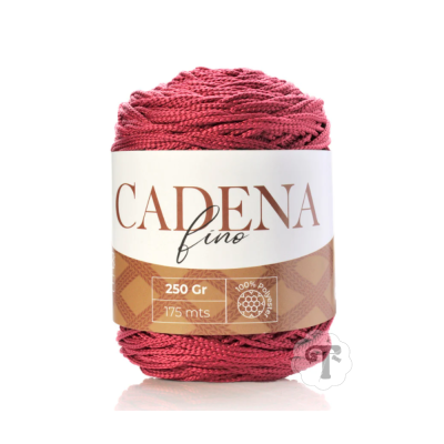 Fio de linho vermelho CADENA fino com etiqueta branca e castanha