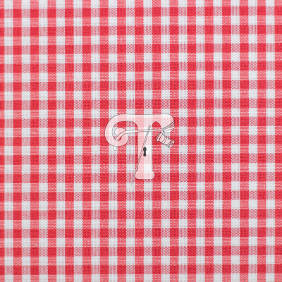 Tecido xadrez vermelho e branco com textura de algodão