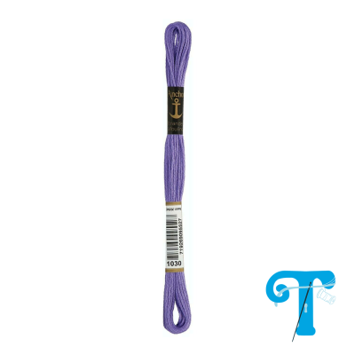 Fio de bordar roxo com etiqueta e código de barras