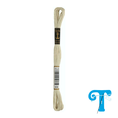 Fio de bordado Anchor bege claro com etiqueta preta e branca