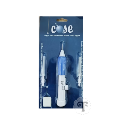 Agulha para bordado em relevo COSE com 3 agulhas em embalagem azul