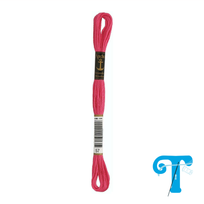 Novelo de linha de bordar cor-de-rosa Anchor com etiqueta e código de barras