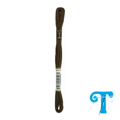 Skein de linha de bordar castanha Anchor com etiquetas