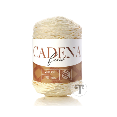 Novelo de fio creme CADENA fino com etiqueta