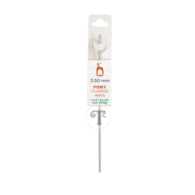 Agulha para tricô prateada com etiqueta branca PONY CLASSIC 2.50 mm