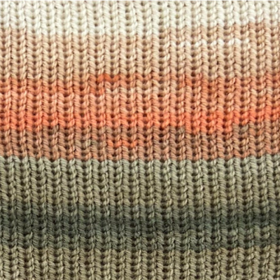 tecido de malha tricotada em cores creme, laranja, bege e cinza