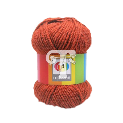 Novelo de lã grossa laranja com etiqueta colorida migtons