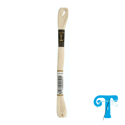 Ata de bordar Anchor stranded cotton creme com etiquetas e código de barras