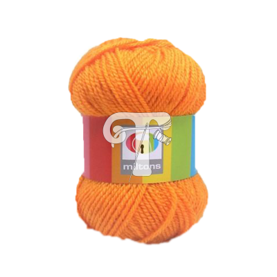 Novelo de lã laranja com etiqueta colorida meshtons