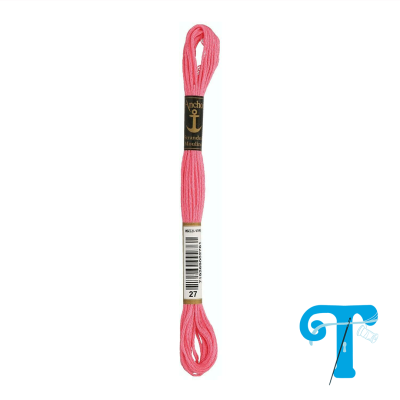 Bobina de linha de bordar cor-de-rosa com etiqueta Anchor