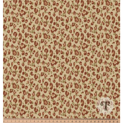 Tecido com padrão de animais castanhos em fundo bege claro