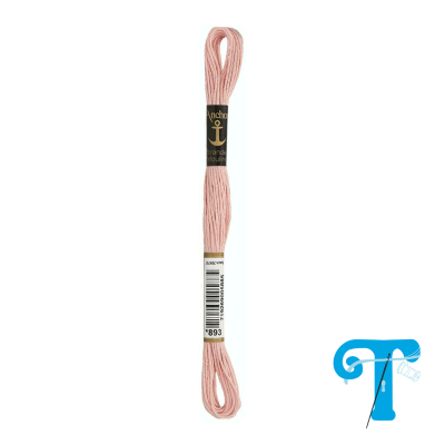 Meada de linha de bordar rosa claro Anchor com etiquetas