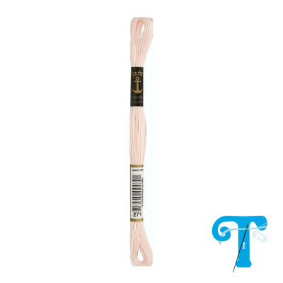 Skeinnho de linha de bordado rosa claro com etiquetas e código de barras