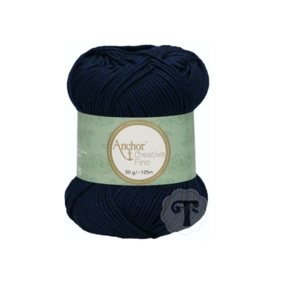 Novelo de lã azul escuro Anchor Creativa Fino com etiqueta verde