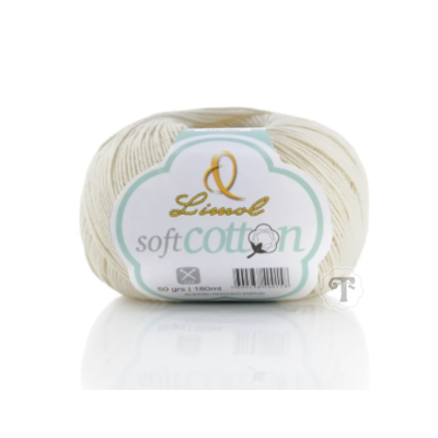 Novelo de fio algodão macio creme Lissol soft cotton 50g 180mt