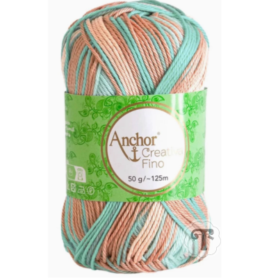 Novelo de fio de algodão tricolor com etiqueta verde Anchor Creativa Fino