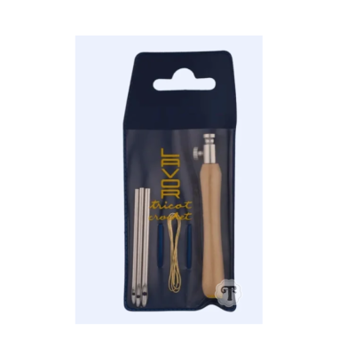 Kit para tricot e crochet com ganchos metal e cabo madeira