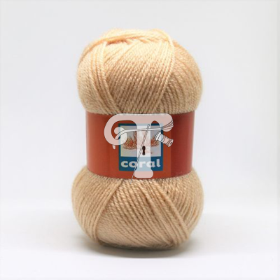 Cone de lã bege com etiqueta coral