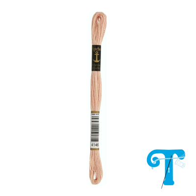 Novelo de linha para bordar cor salmão claro com rótulo