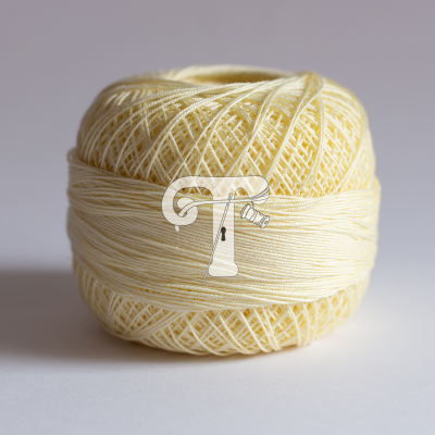 Novelo de linha fina creme em fundo branco