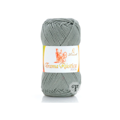 Novelo de fio cinzento claro com etiqueta branca e texto Lizaol Trama Rústica 500+