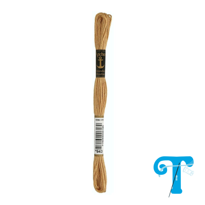 Skein de linha de bordar castanha clara com etiquetas pretas