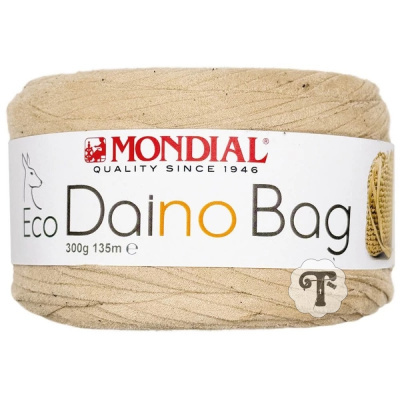 Rolo de fio bege claro da MONDIAL Eco Daino Bag com etiqueta branca