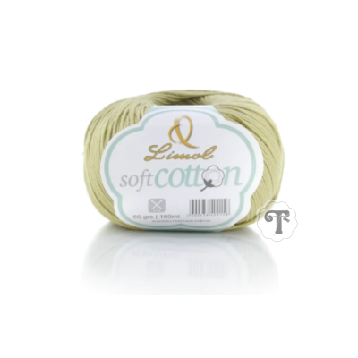 Novelo de fio de algodão macio bege com etiqueta Lismol soft cotton