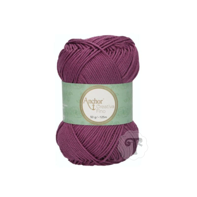 Novelo de fio de lã cor vinho Anchor Creativa Fino com etiqueta verde