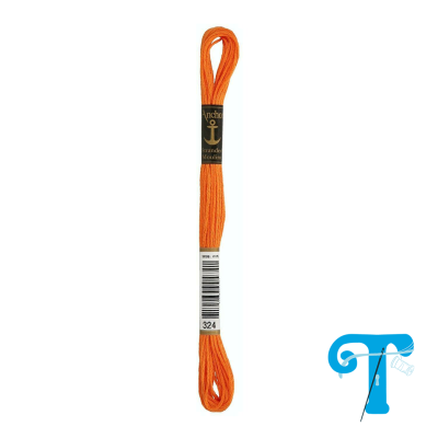 Skein de linha para bordar laranja com etiqueta preta