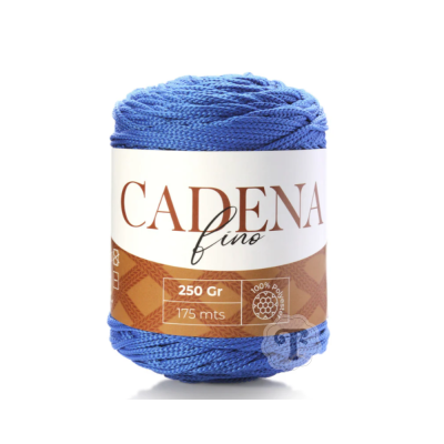 Novelo de fio azul CADENA fino com etiqueta