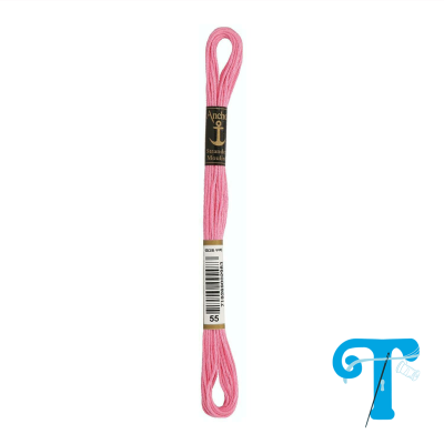Fio de bordar rosa Anchor nº 55 com etiqueta e código de barras