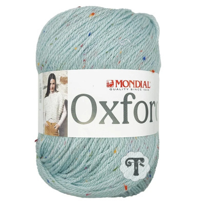 Novelo de lã azul claro com etiqueta MONDIAL Oxford