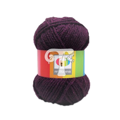Novelo de lã roxo escuro com etiqueta colorida Miltons