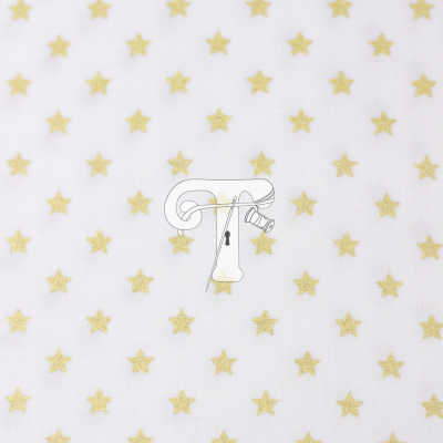 tecido branco com estrelas douradas