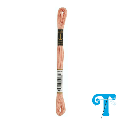 Fio de bordar cor salmão claro com etiqueta e código de barras