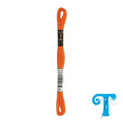 Linha de bordar laranja Anchor com rótulo e código de barras