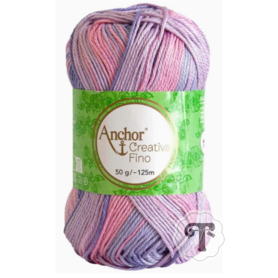 Novelo de fio colorido Anchor Creativa Fino com etiqueta verde