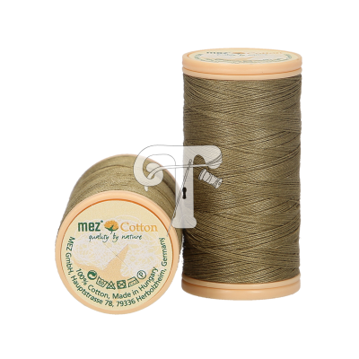 Dois carretéis de linha verde oliva para costura da marca mez Cotton