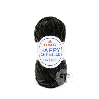 Novelo de lã preta D.M.C. Happy Chenille com etiqueta