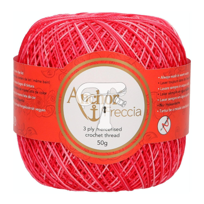 Novelo de linha de croché vermelha com etiqueta vermelha Anchor Freccia