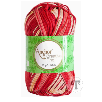 Novelo de fio multicolor com etiqueta verde Anchor Creativa Fino