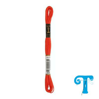 Bobina de linha vermelha com etiquetas Anchor Grande Mouline 333